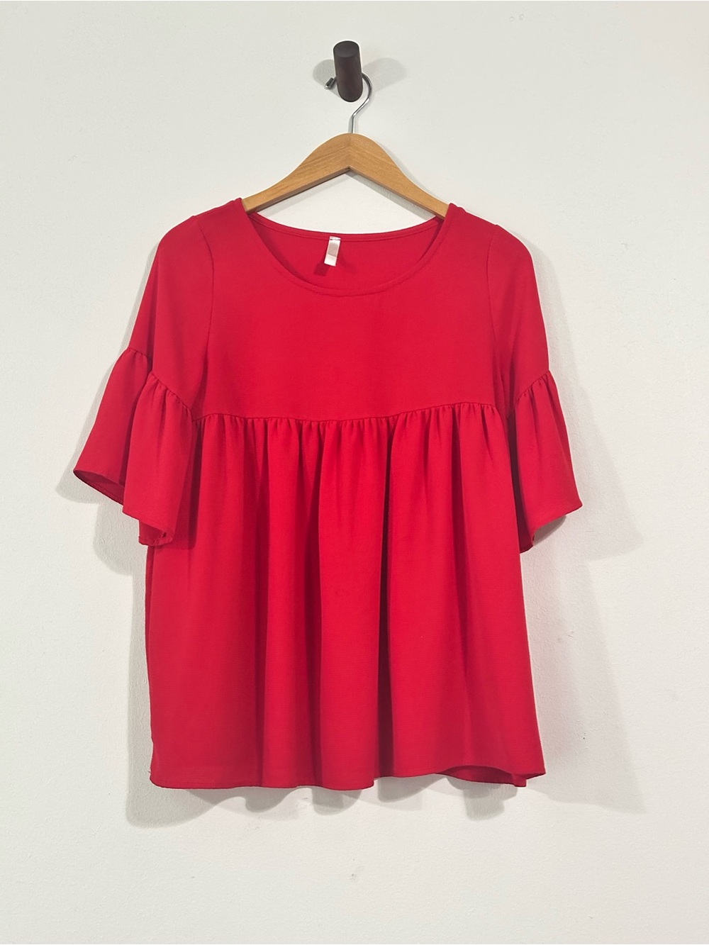 Red Ruffled Short Sleeve Women’s Top